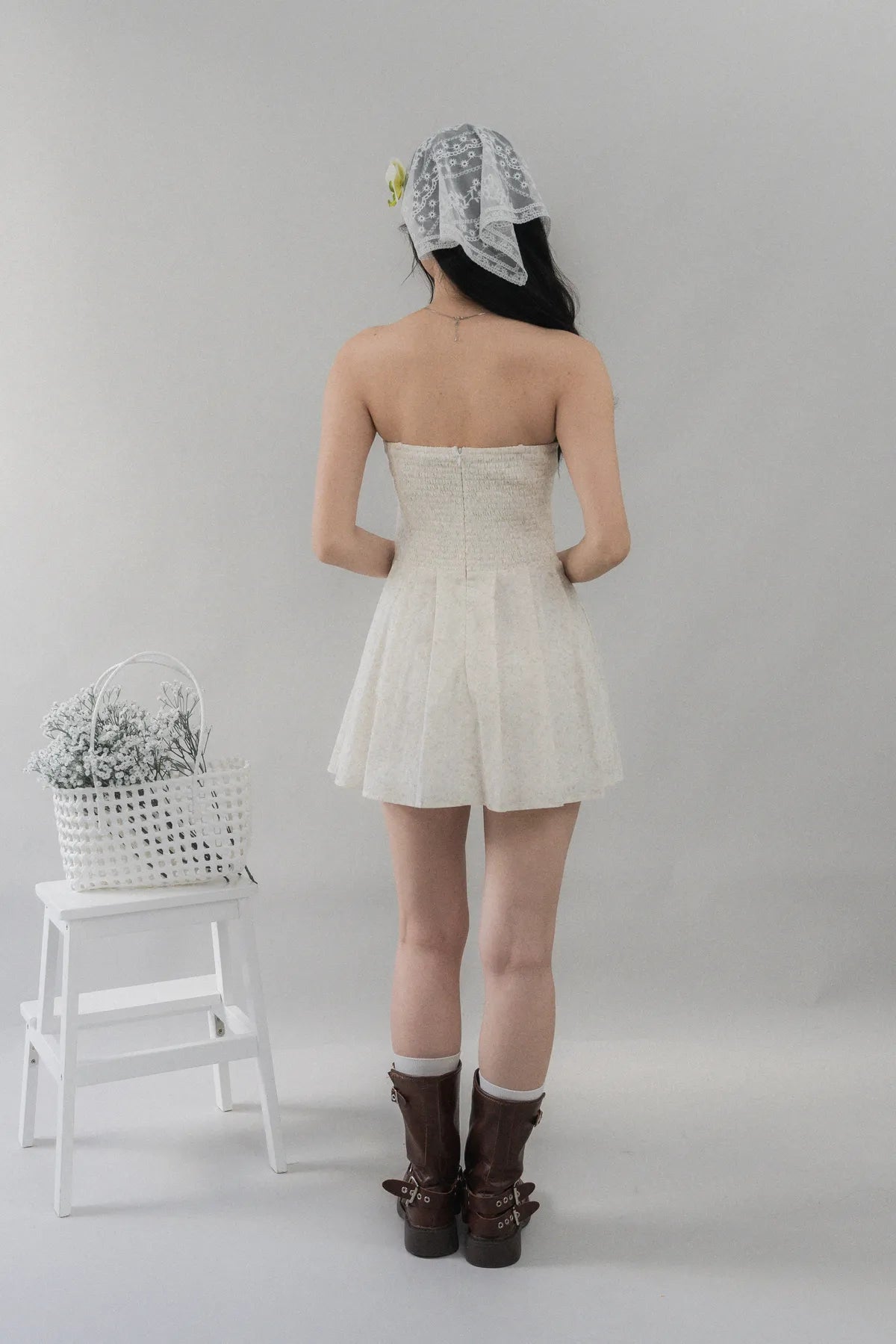 Elora Padded Ribbon Tie Dress Romper