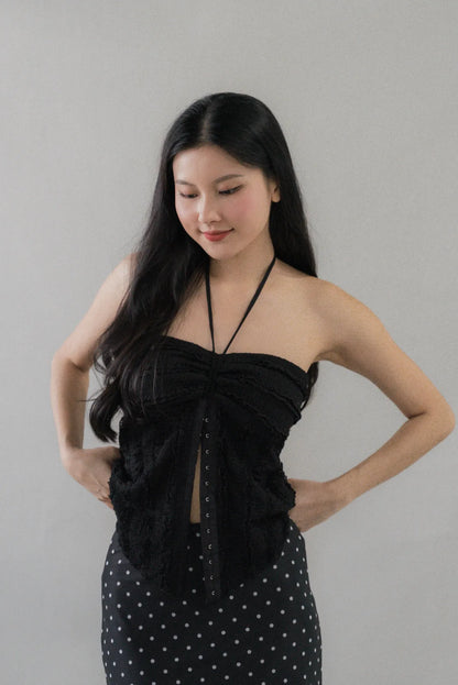 Nelly Ruffled Halter Tie Top