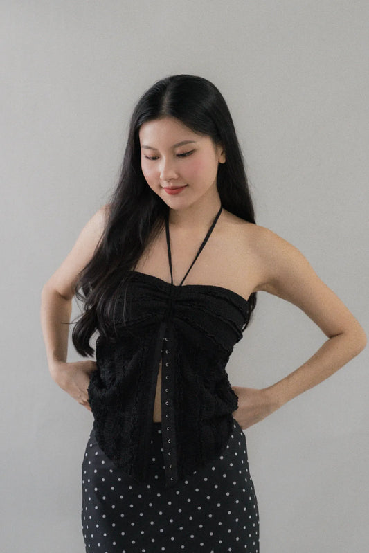 Nelly Ruffled Halter Tie Top