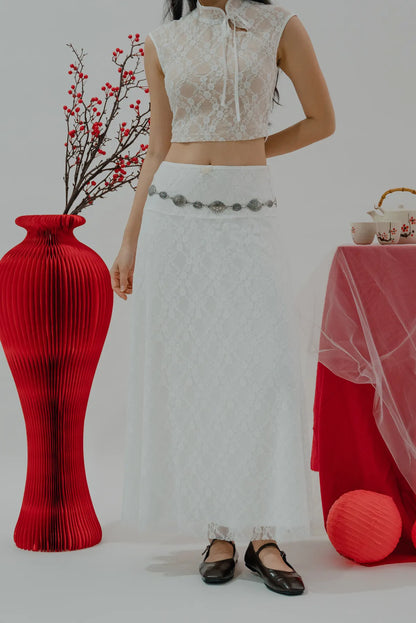 Maya Flowy Drop Panel Lace Skirt