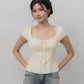 Christine Sleeved Padded Lace Ribbon Top