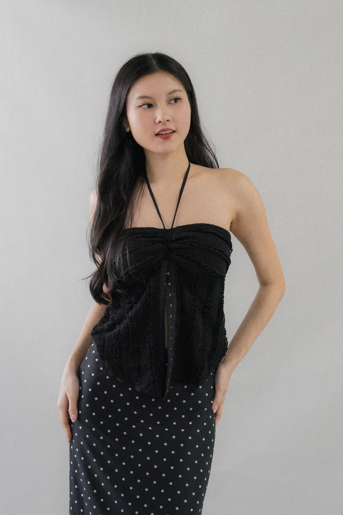 Nelly Ruffled Halter Tie Top