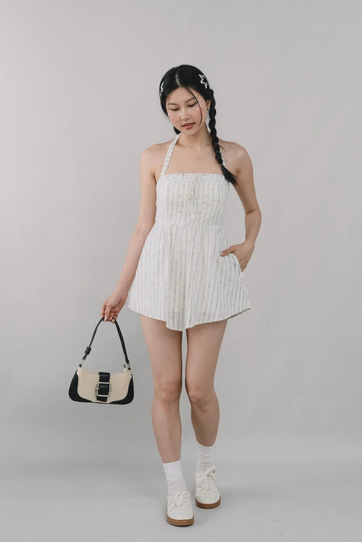 Jodi Padded Halter Romper Dress