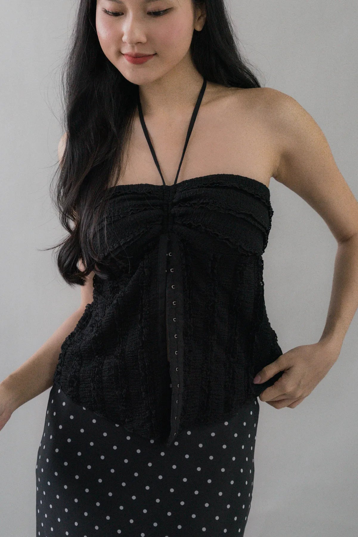 Nelly Ruffled Halter Tie Top