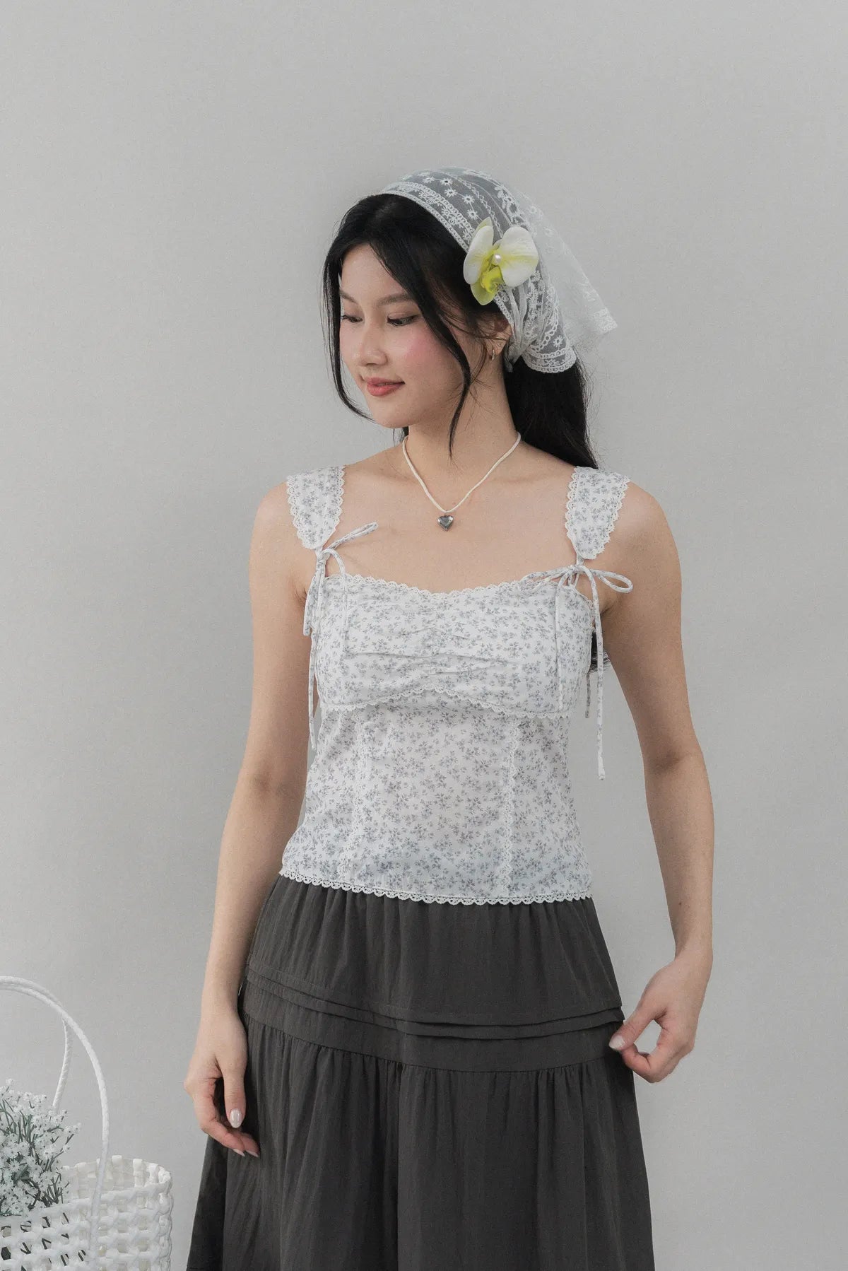 Elora Padded Ribbon Tie Top