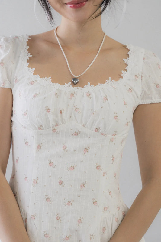 [COL YORI] Tasha Floral Drop Waist Mini Romper Dress