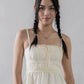 Ellie Ribbon Pintuck Padded Babydoll Top