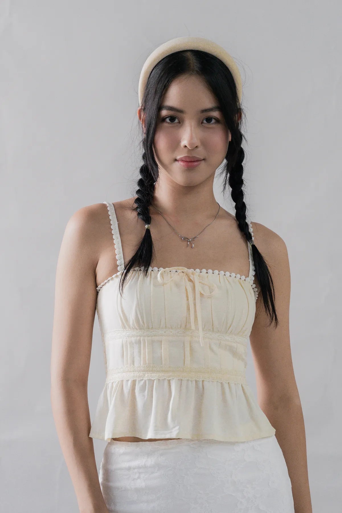 Ellie Ribbon Pintuck Padded Babydoll Top – LIKKA