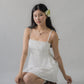 Elysia Ribbon Pintuck Padded Mini Romper Dress