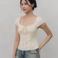 Christine Sleeved Padded Lace Ribbon Top