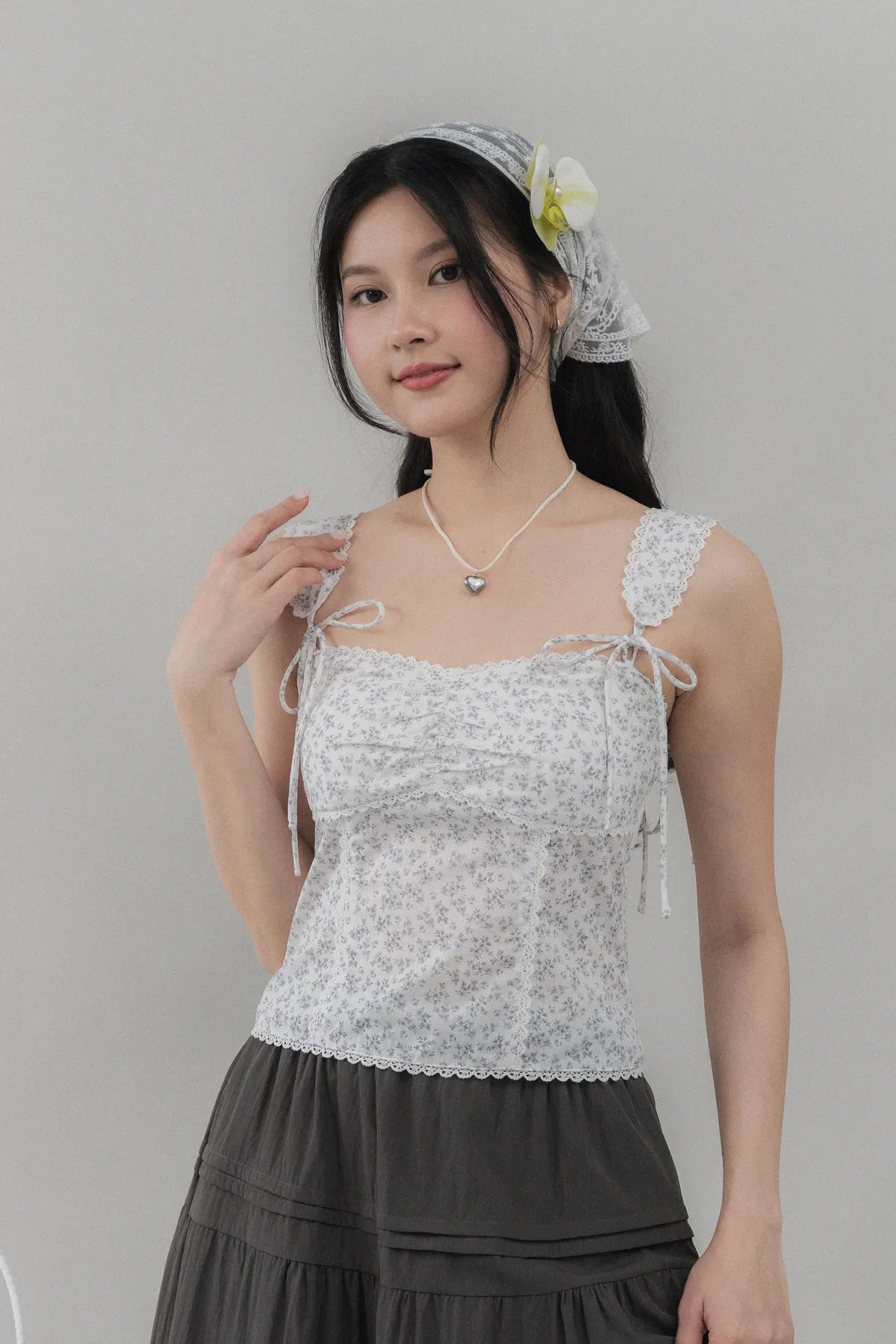 Elora Padded Ribbon Tie Top