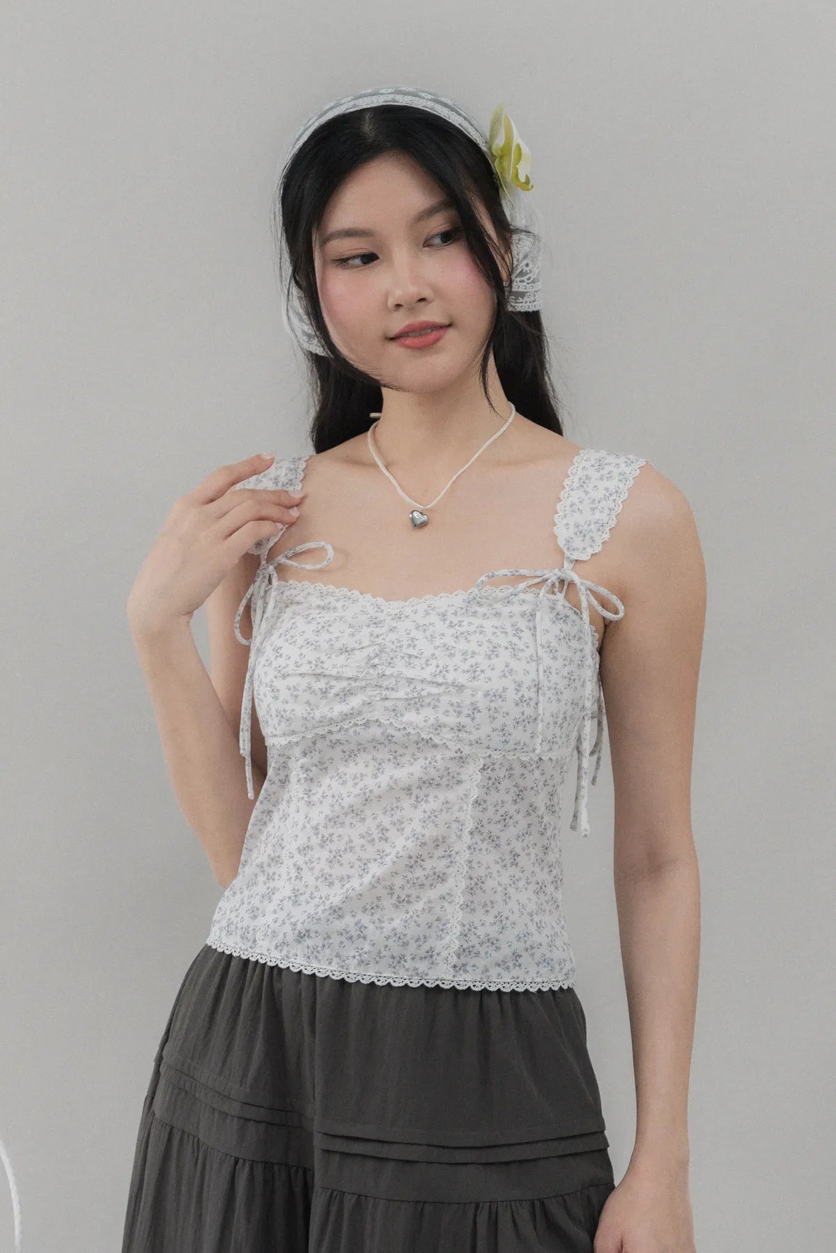 Elora Padded Ribbon Tie Top