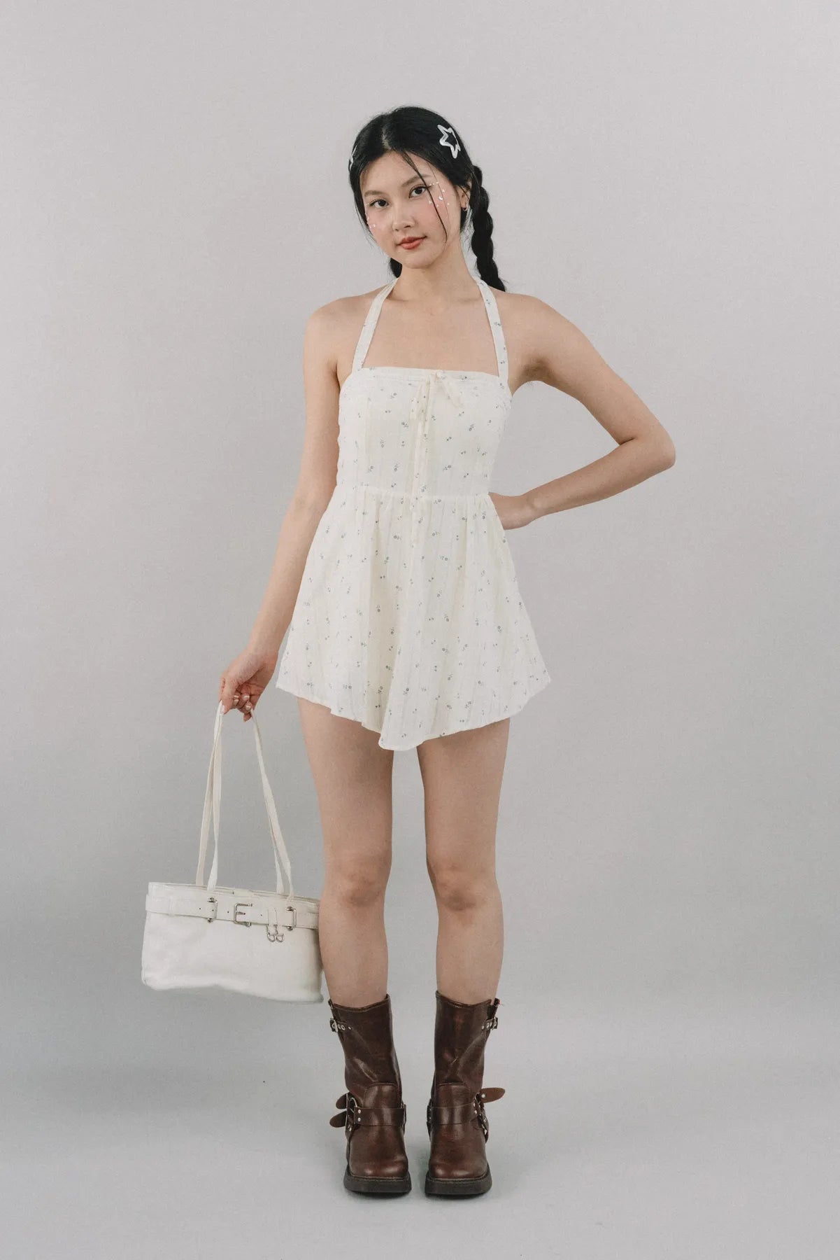 Jodi Padded Halter Romper Dress