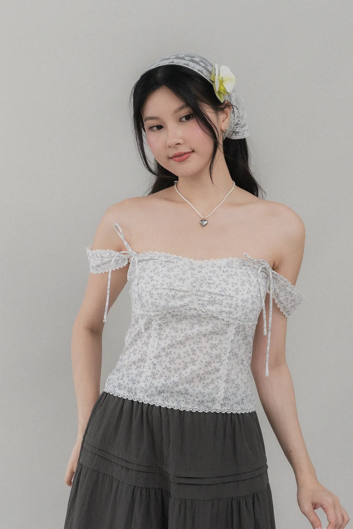 Elora Padded Ribbon Tie Top