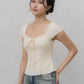 Christine Sleeved Padded Lace Ribbon Top
