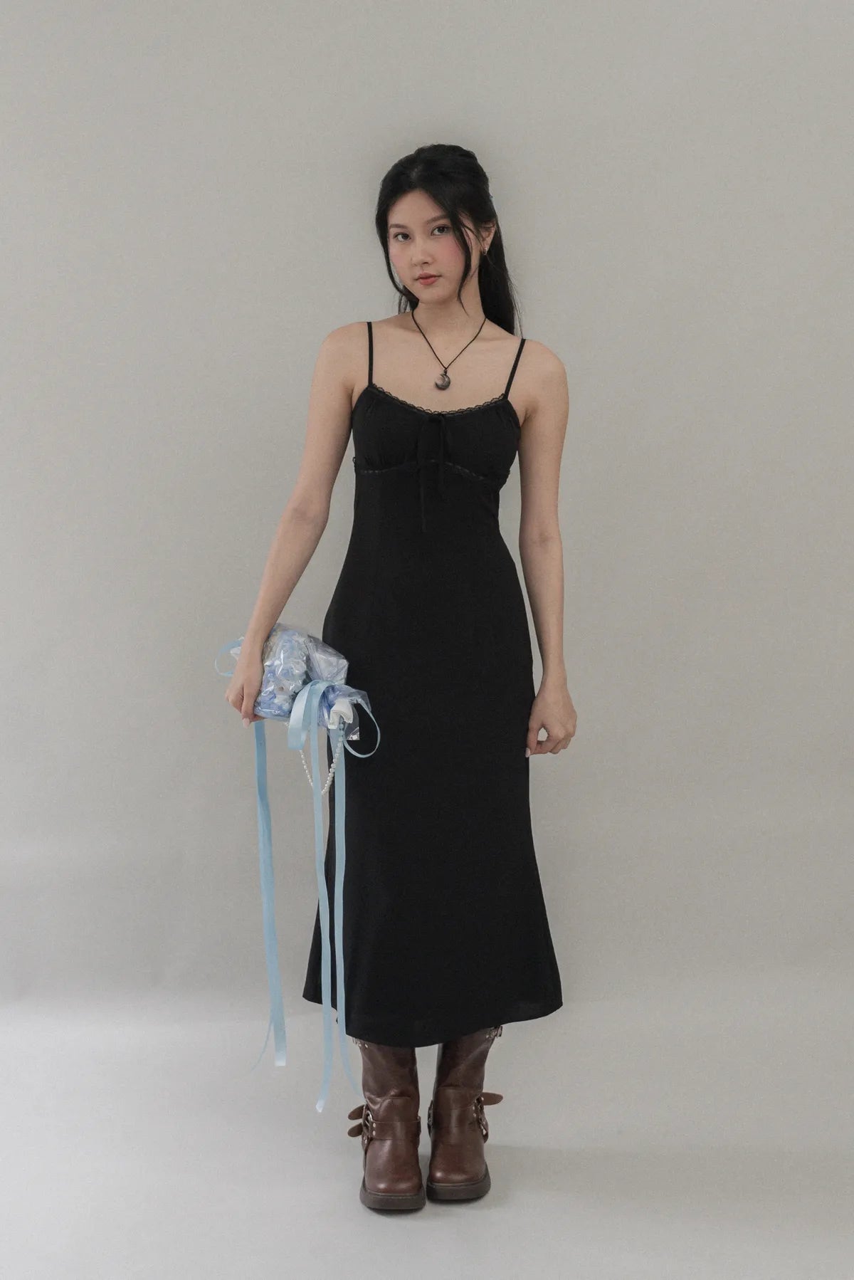 Christine Strappy Padded Lace Ribbon Dress