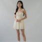 Elysia Ribbon Pintuck Padded Mini Romper Dress
