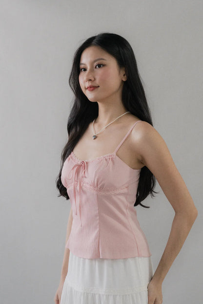 Christine Lace Ribbon Padded Tank Top