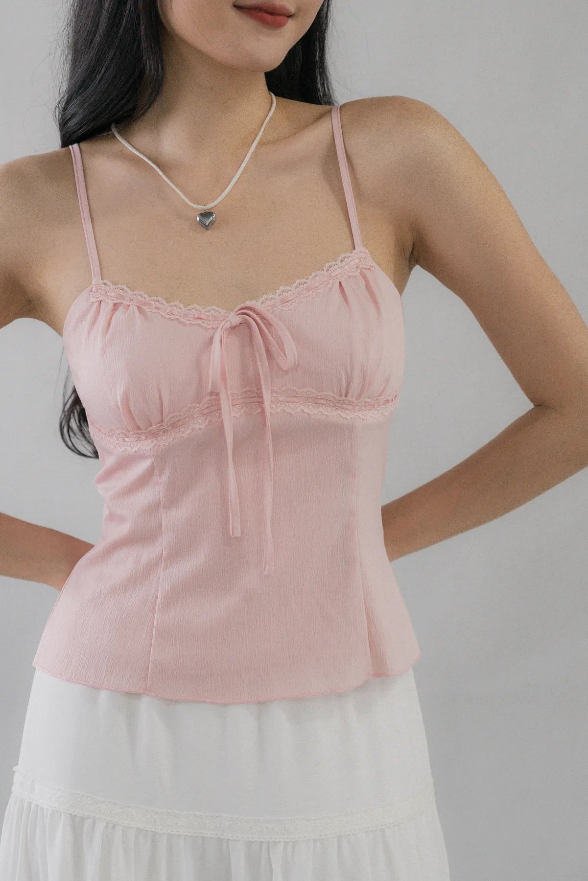 Christine Lace Ribbon Padded Tank Top