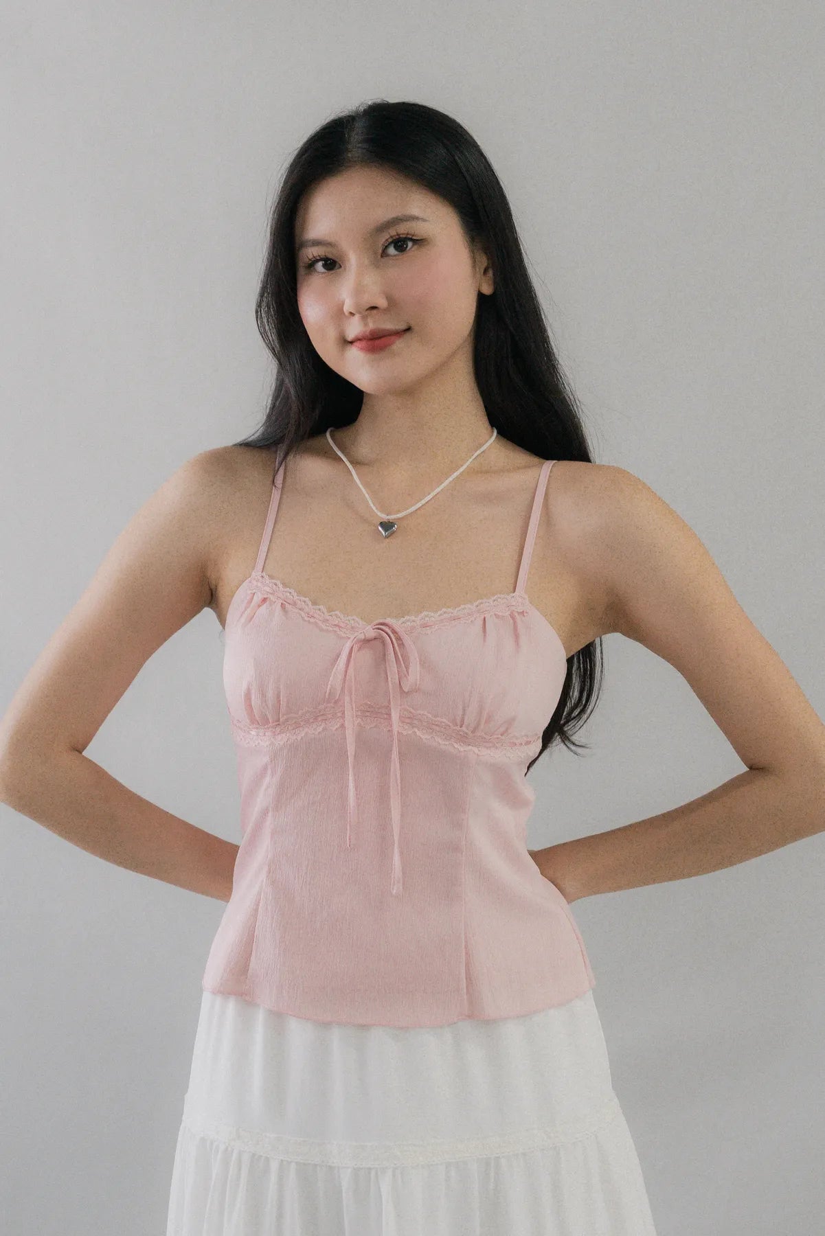 Christine Lace Ribbon Padded Tank Top