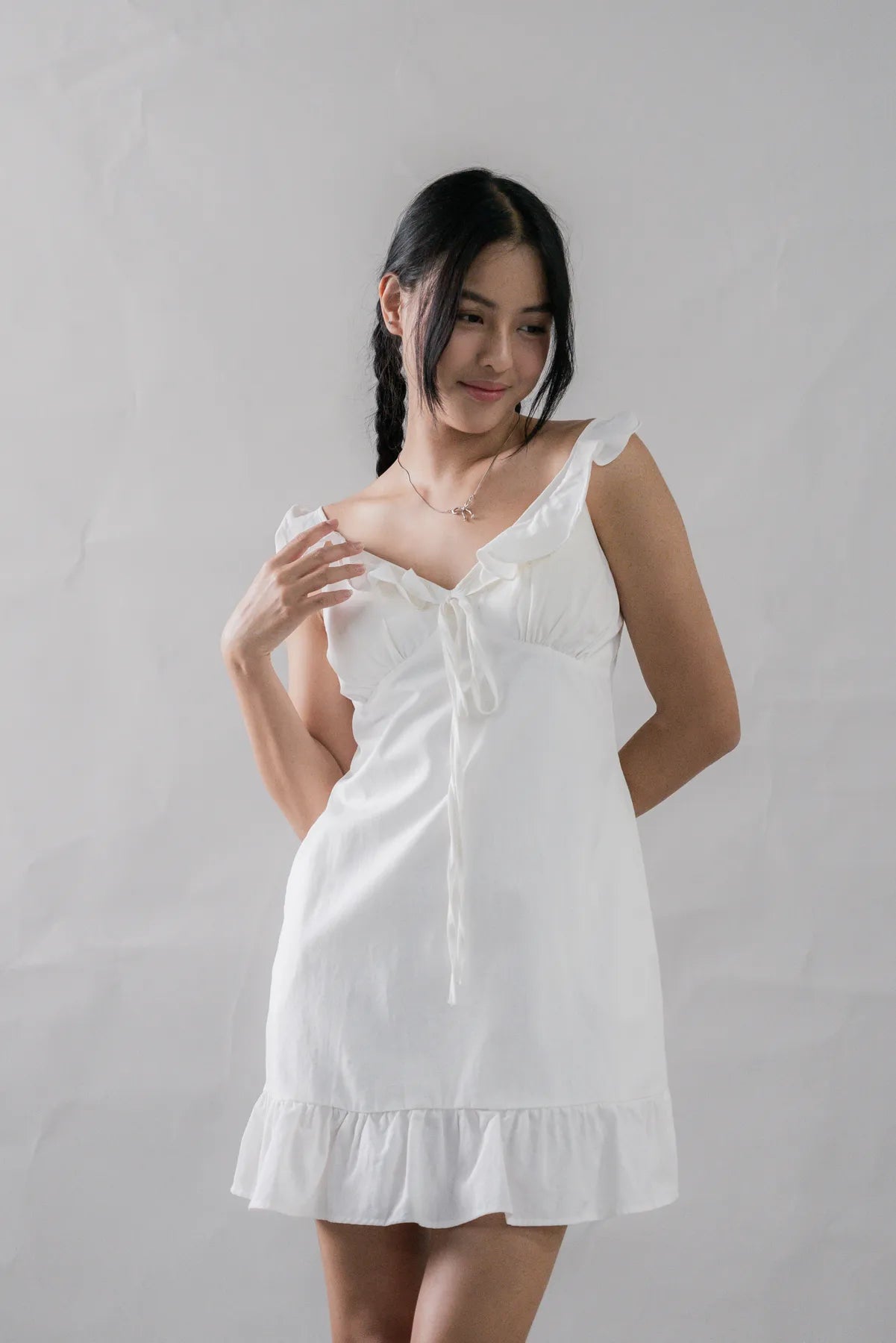 Adelle Ruffle Ribbon Mini Dress