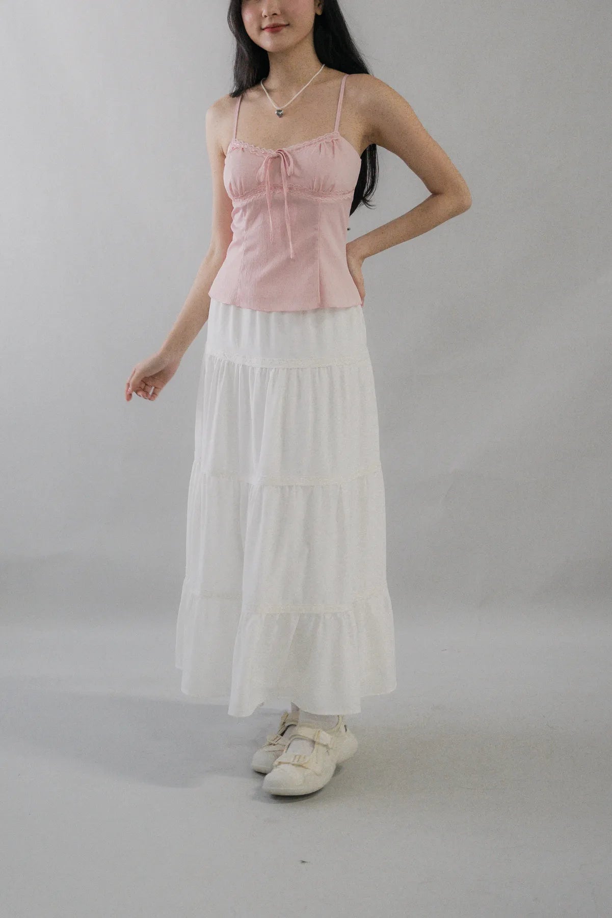 Christine Lace Ribbon Padded Tank Top