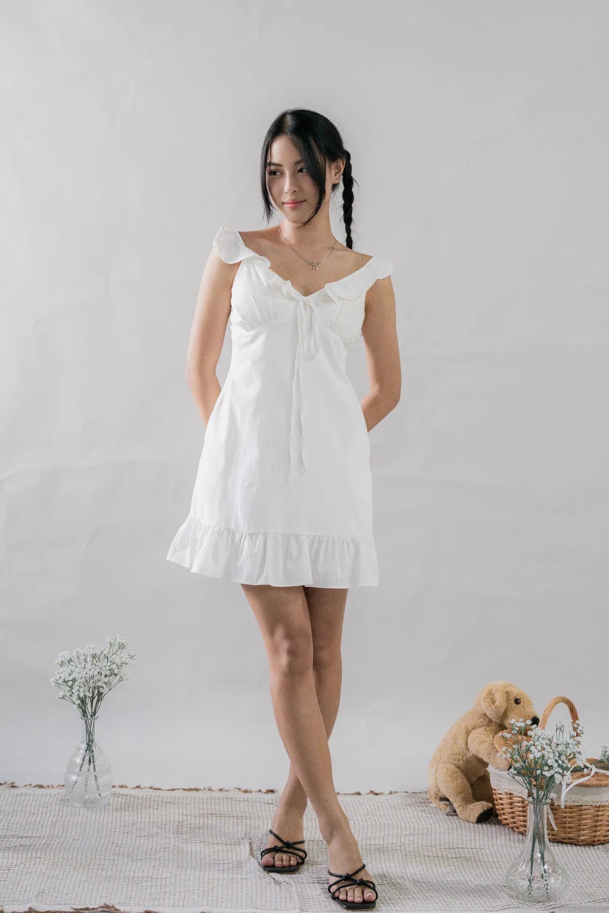 Adelle Ruffle Ribbon Mini Dress