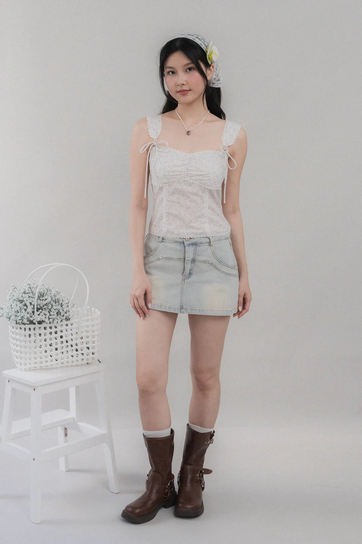Elora Padded Ribbon Tie Top