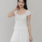Christine Sleeved Padded Lace Ribbon Top