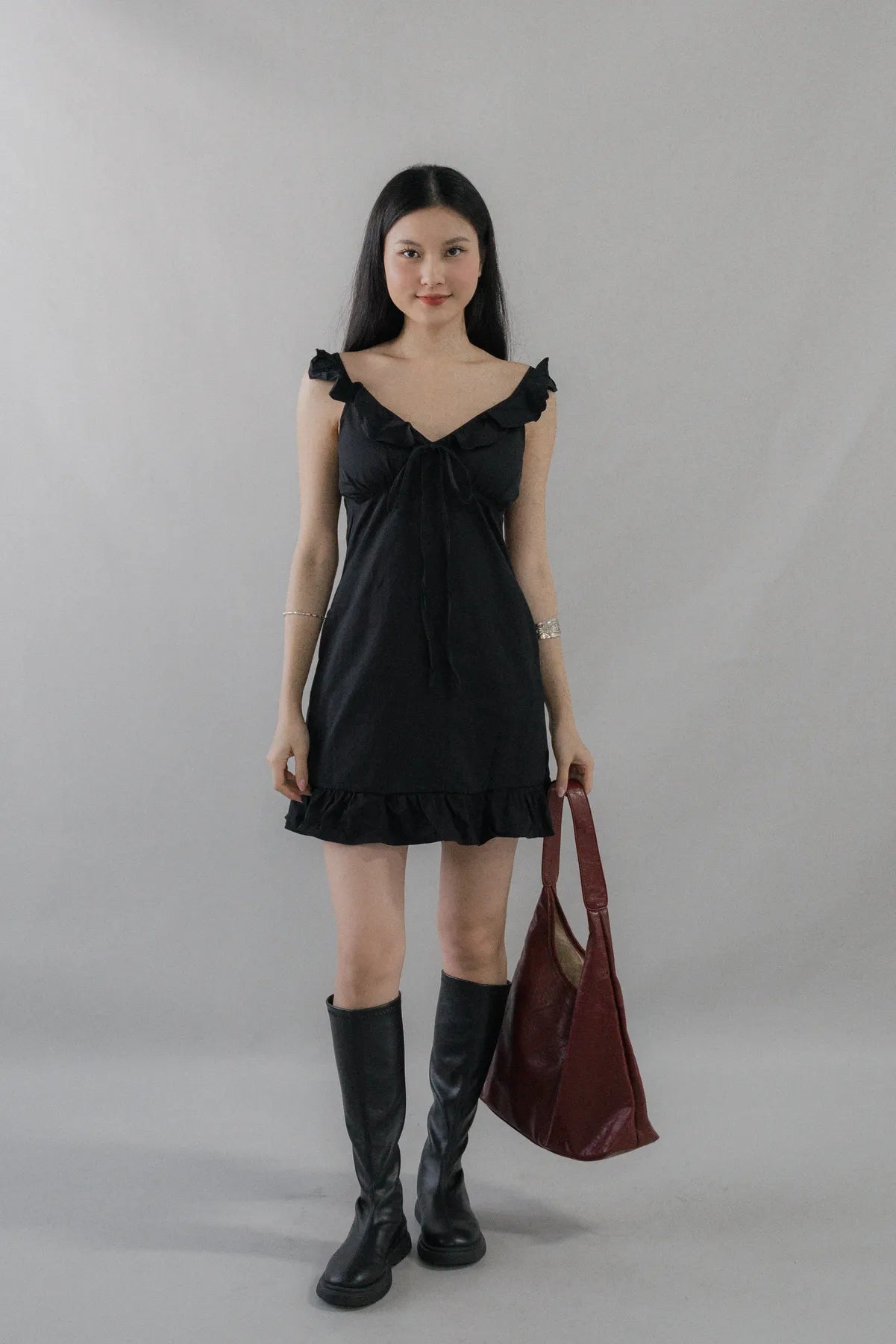 Adelle Ruffle Ribbon Mini Dress