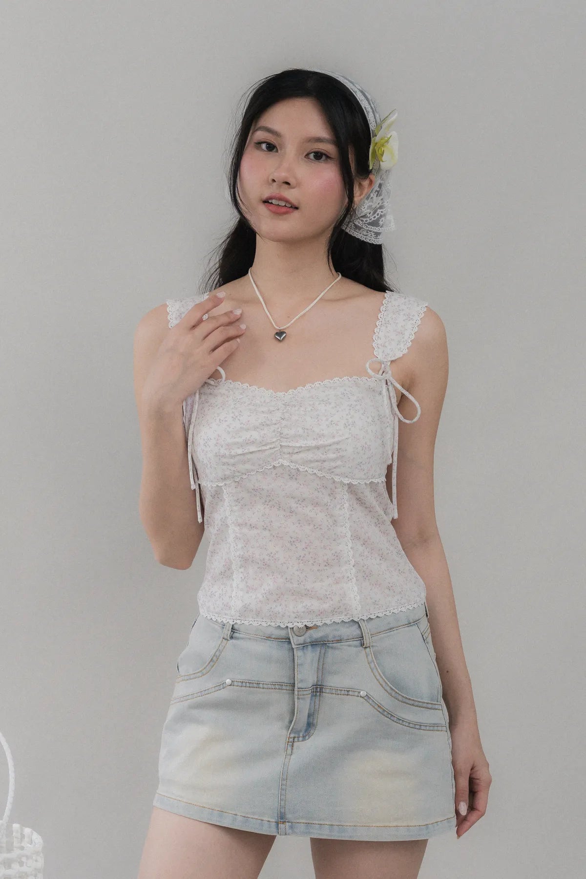 Elora Padded Ribbon Tie Top