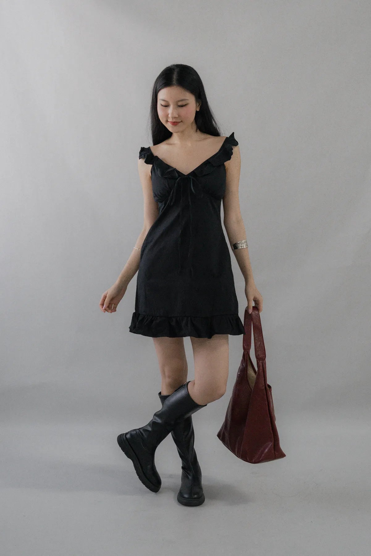 Adelle Ruffle Ribbon Mini Dress