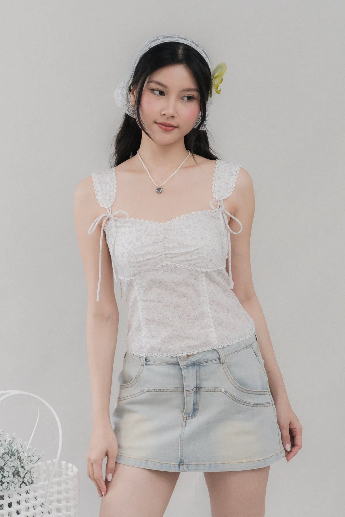 Elora Padded Ribbon Tie Top