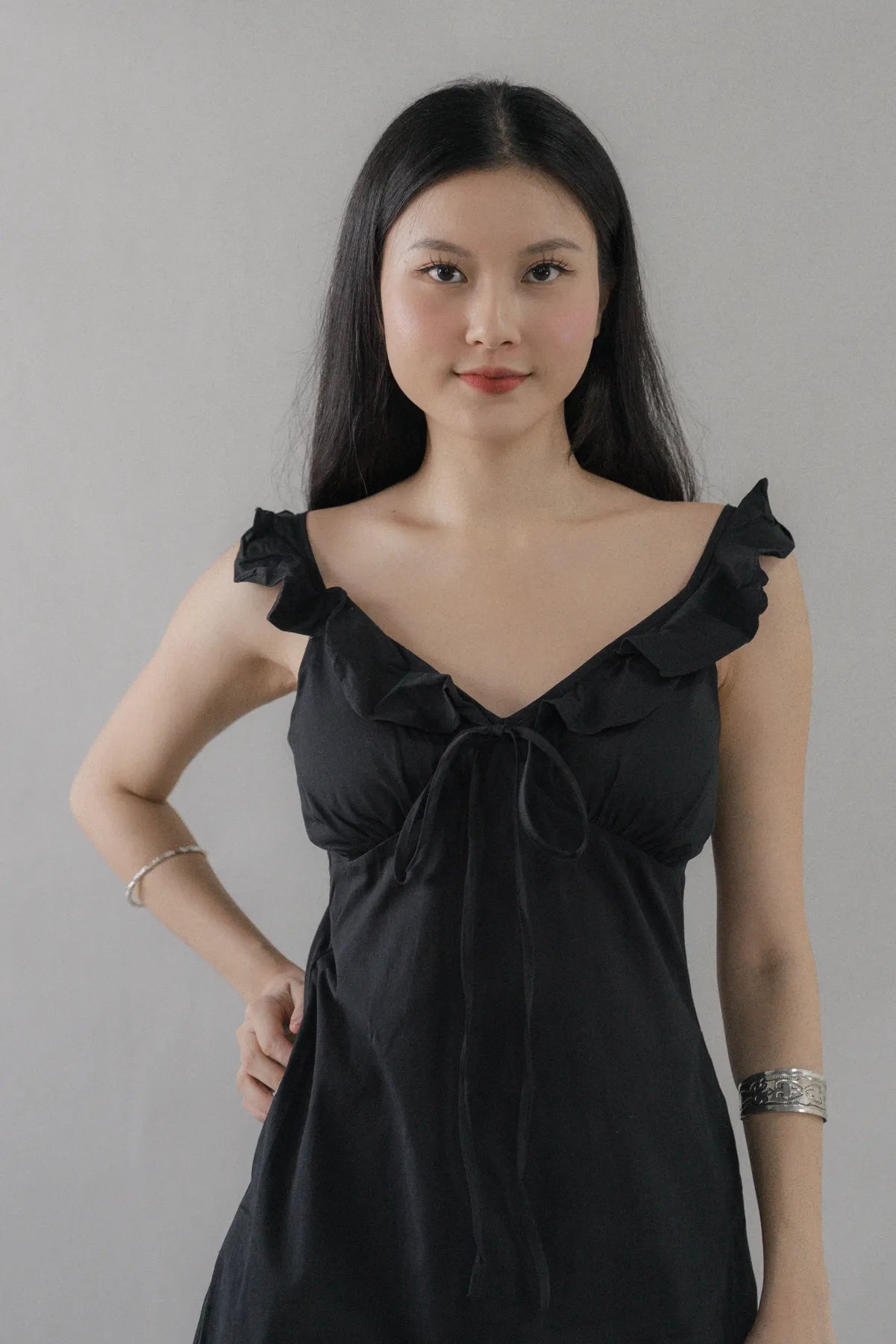 Adelle Ruffle Ribbon Mini Dress