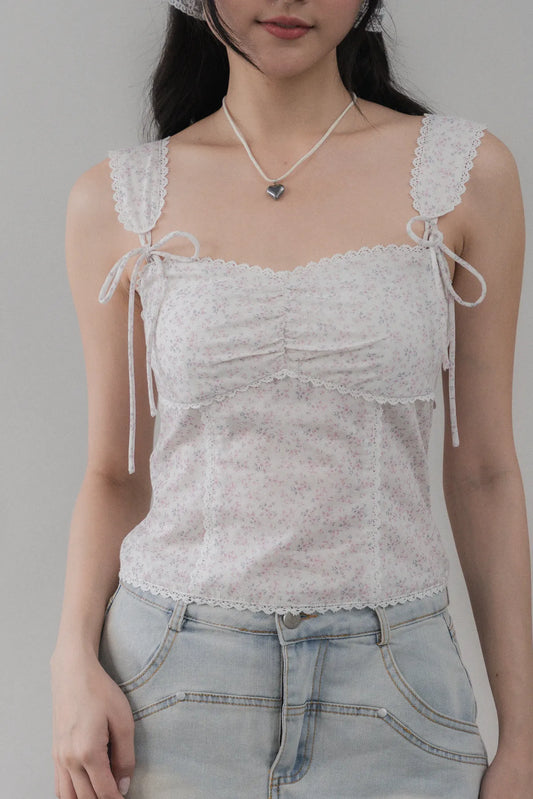 Elora Padded Ribbon Tie Top