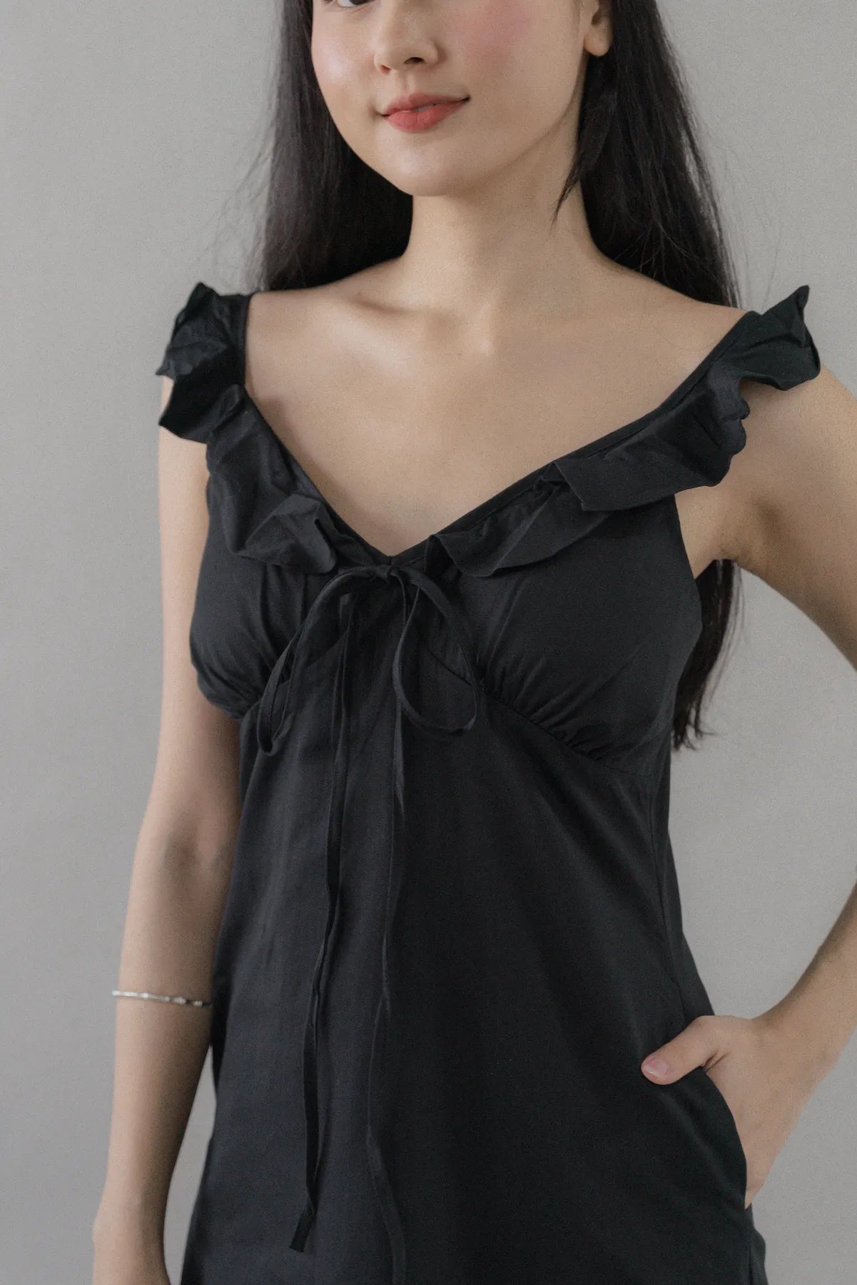 Adelle Ruffle Ribbon Mini Dress