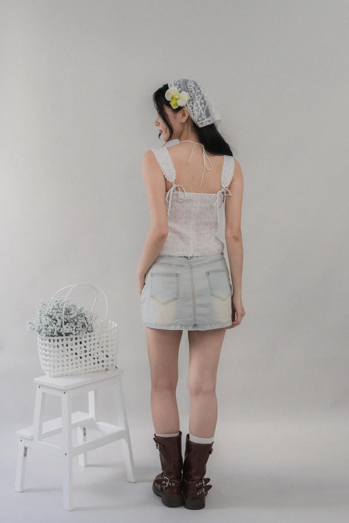 Elora Padded Ribbon Tie Top