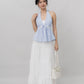 Nicolette Halter Stripe Self-Tie Padded Top