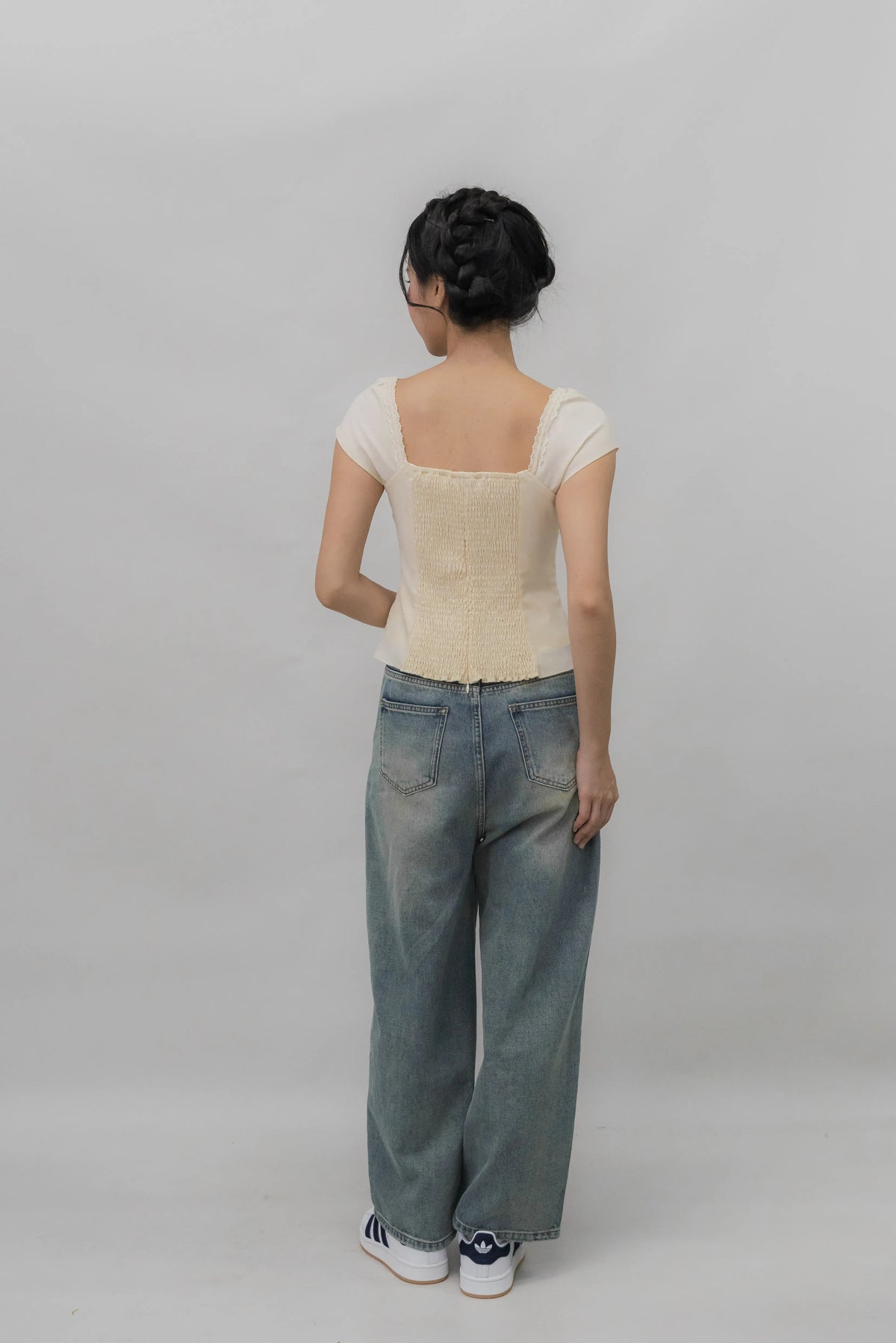 Christine Sleeved Padded Lace Ribbon Top