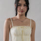 Elysia Ribbon Pintuck Padded Maxi Dress