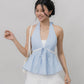 Nicolette Halter Stripe Self-Tie Padded Top