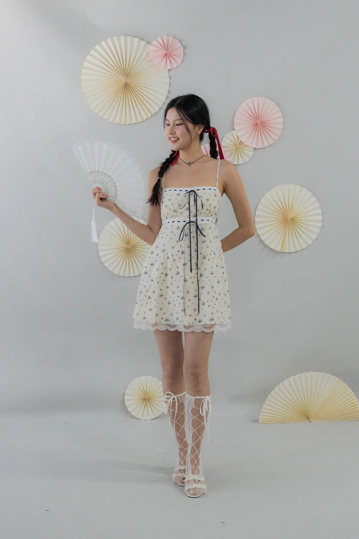 [COL FUKU] Ariana Padded Mini Ribbon Dress