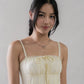 Elysia Ribbon Pintuck Padded Maxi Dress