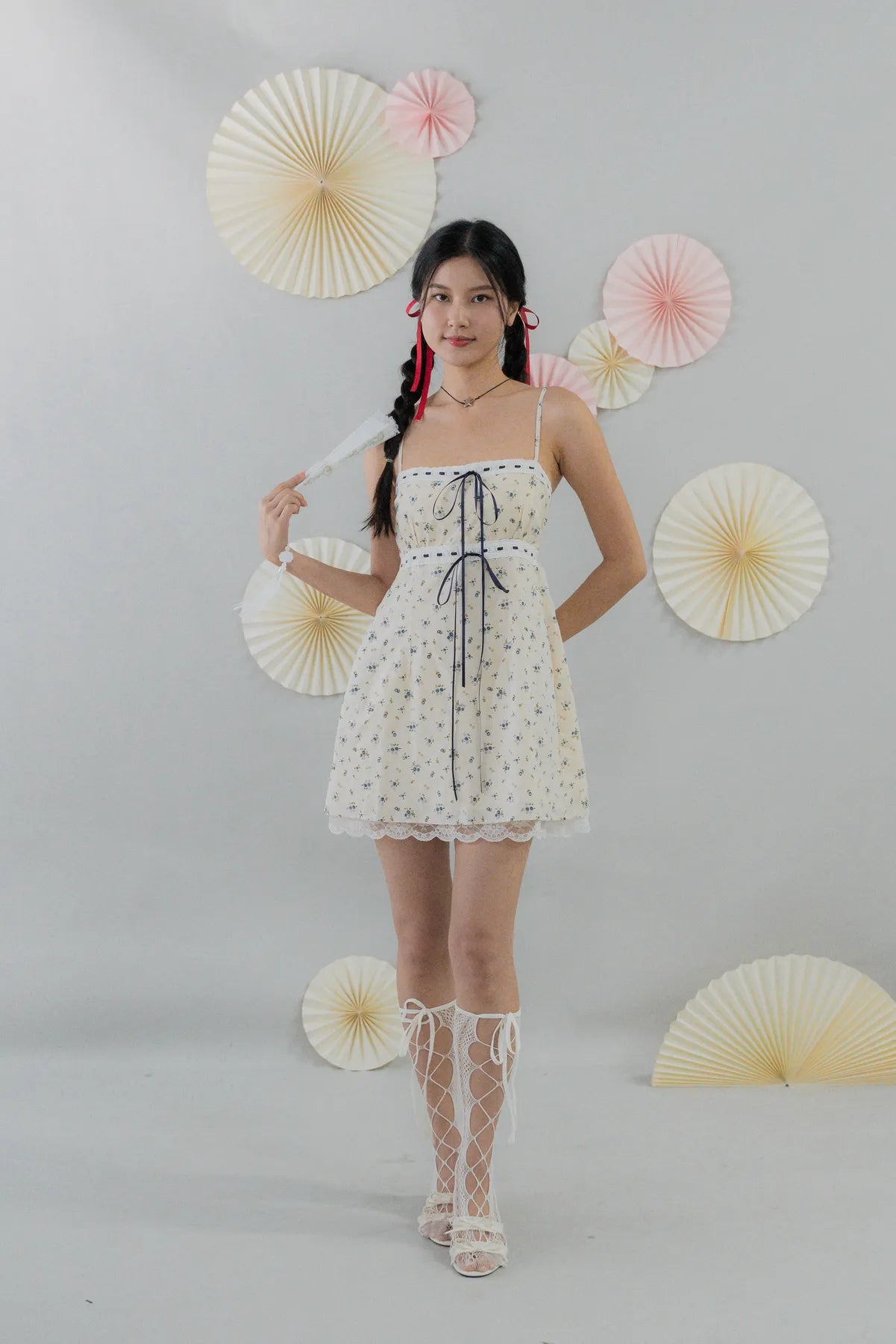 [COL FUKU] Ariana Padded Mini Ribbon Dress