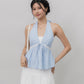 Nicolette Halter Stripe Self-Tie Padded Top