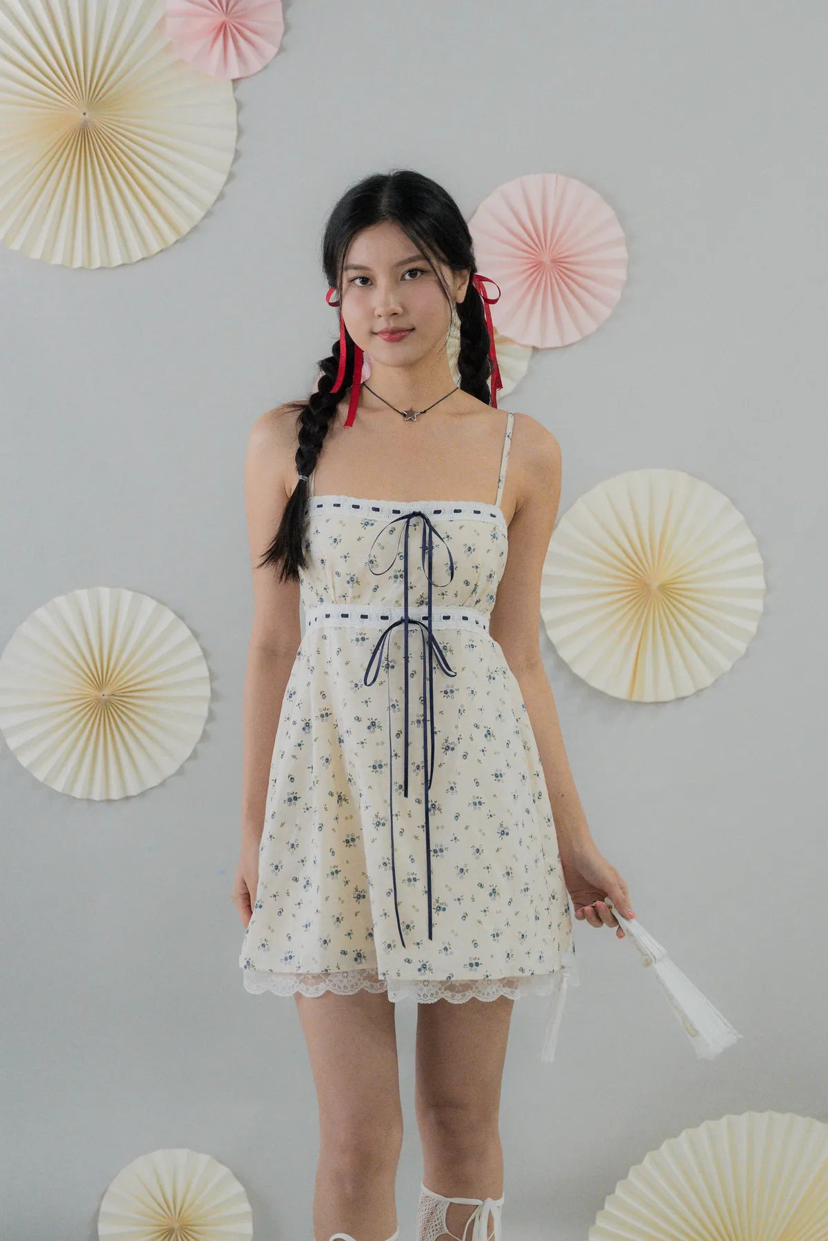 [COL FUKU] Ariana Padded Mini Ribbon Dress