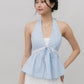 Nicolette Halter Stripe Self-Tie Padded Top