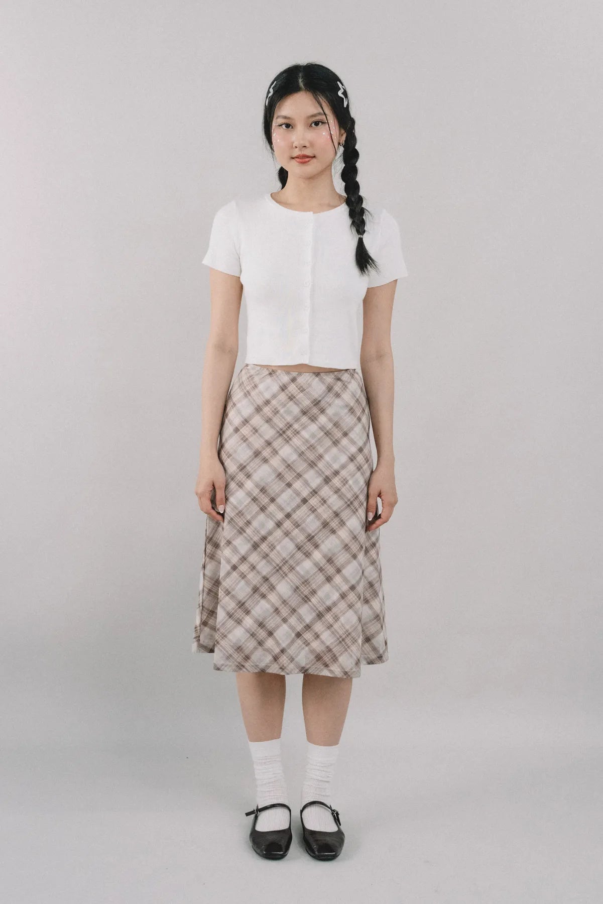 Corrie Plaid Midi Skirt [CLOUD MESH]