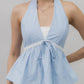 Nicolette Halter Stripe Self-Tie Padded Top