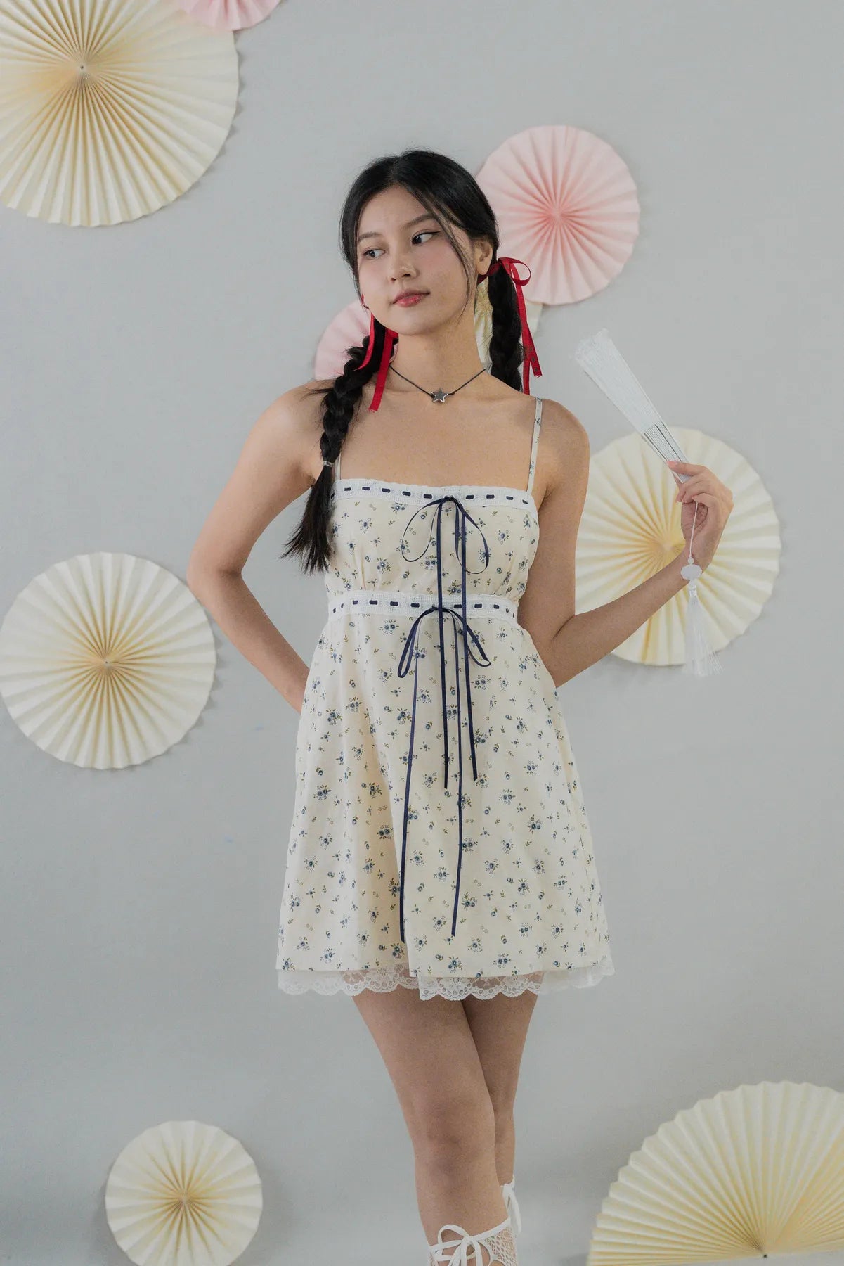 [COL FUKU] Ariana Padded Mini Ribbon Dress